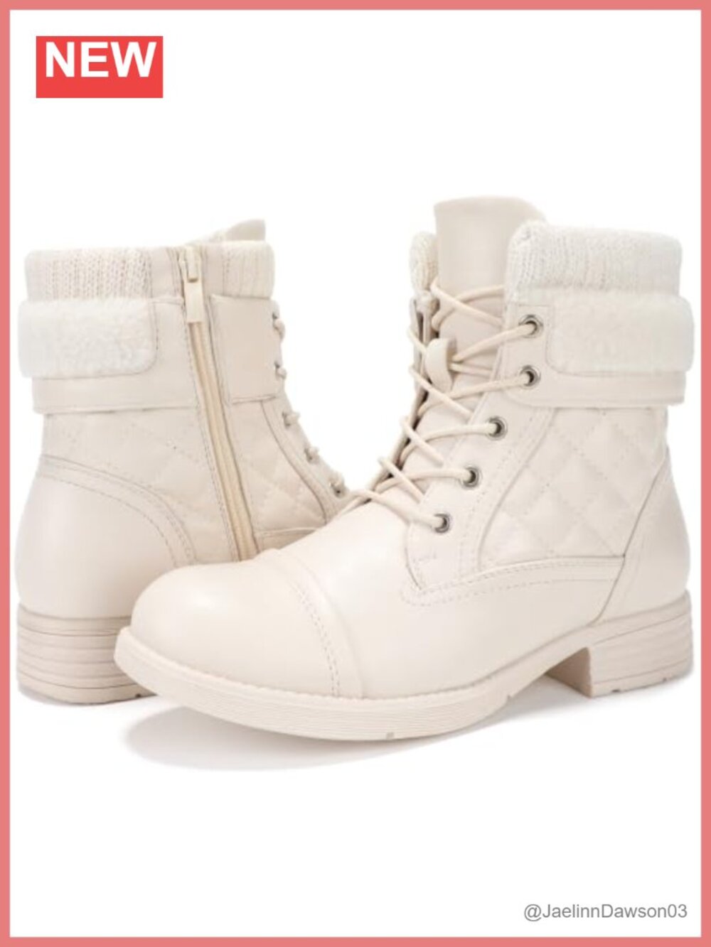 Combat Boots Lace Up Faux Leather Winter Warm Non-Slip Ankle Boot